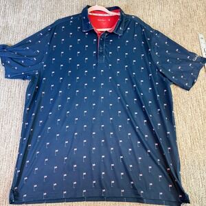 Walter Hagen Mens XXL Navy Blue American Flag Golf Pin Polo Shirt Short Sleeve